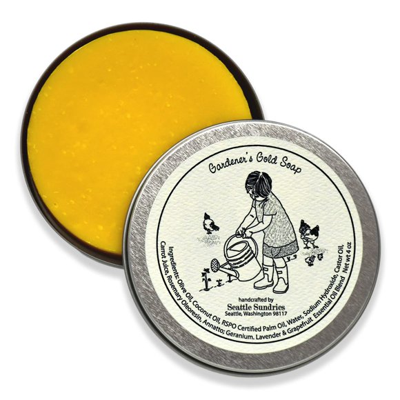 Seattle Sundries Garden Fresh Geranium & Grapefruit Bar Soap - All Natural Vegan Soap in Reusable Low Waste Gift Tin - 4oz Bar, Perfect Gift for Gardeners and Farmers