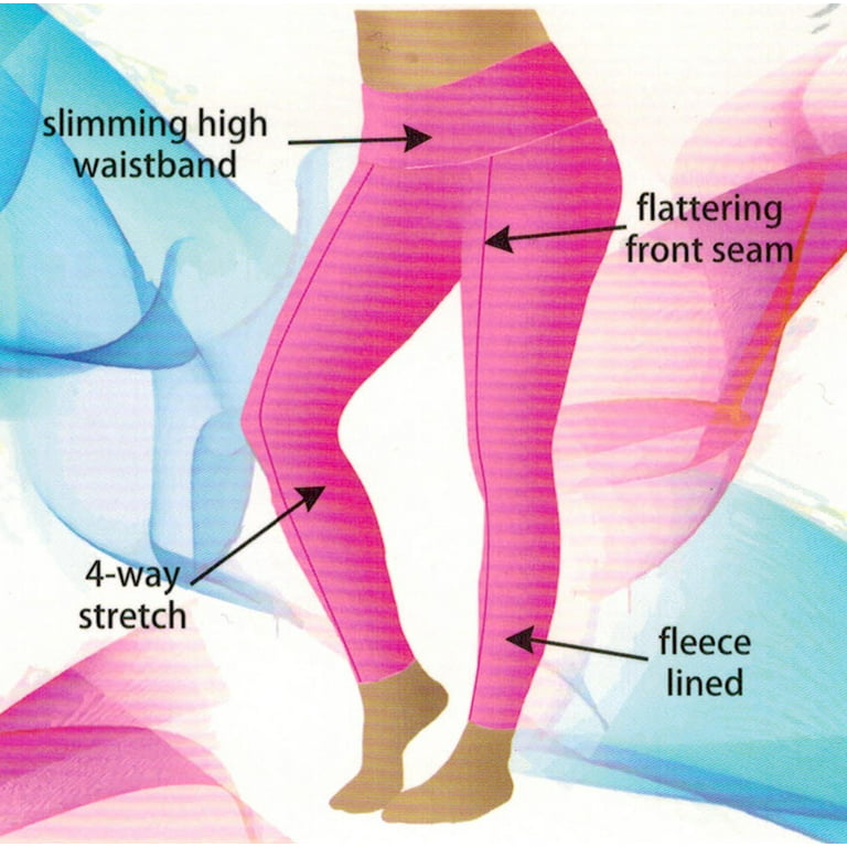 Kuda Moda Women's High Waist Warm Thermal Fleece Lined Full Length Leggings  with Flattering Front Seam