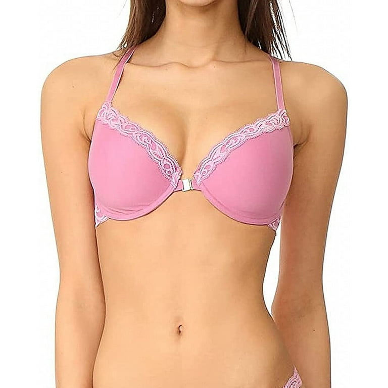 Natori Women's Feathers Front Close T-Back Bra, Lily Pink, 32DD