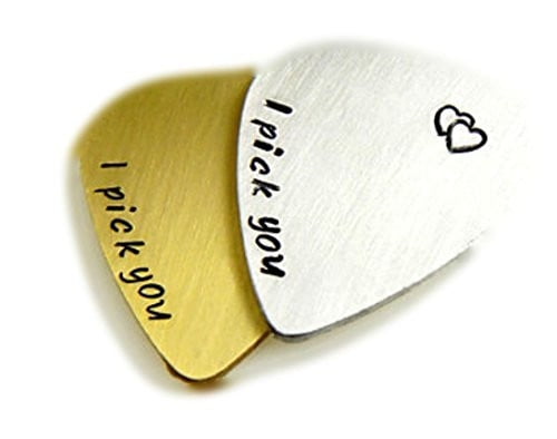 I Couldnt Pick a Better Brother With Guitar Engraved Text Guitar and Bass Pick Gift BRASS