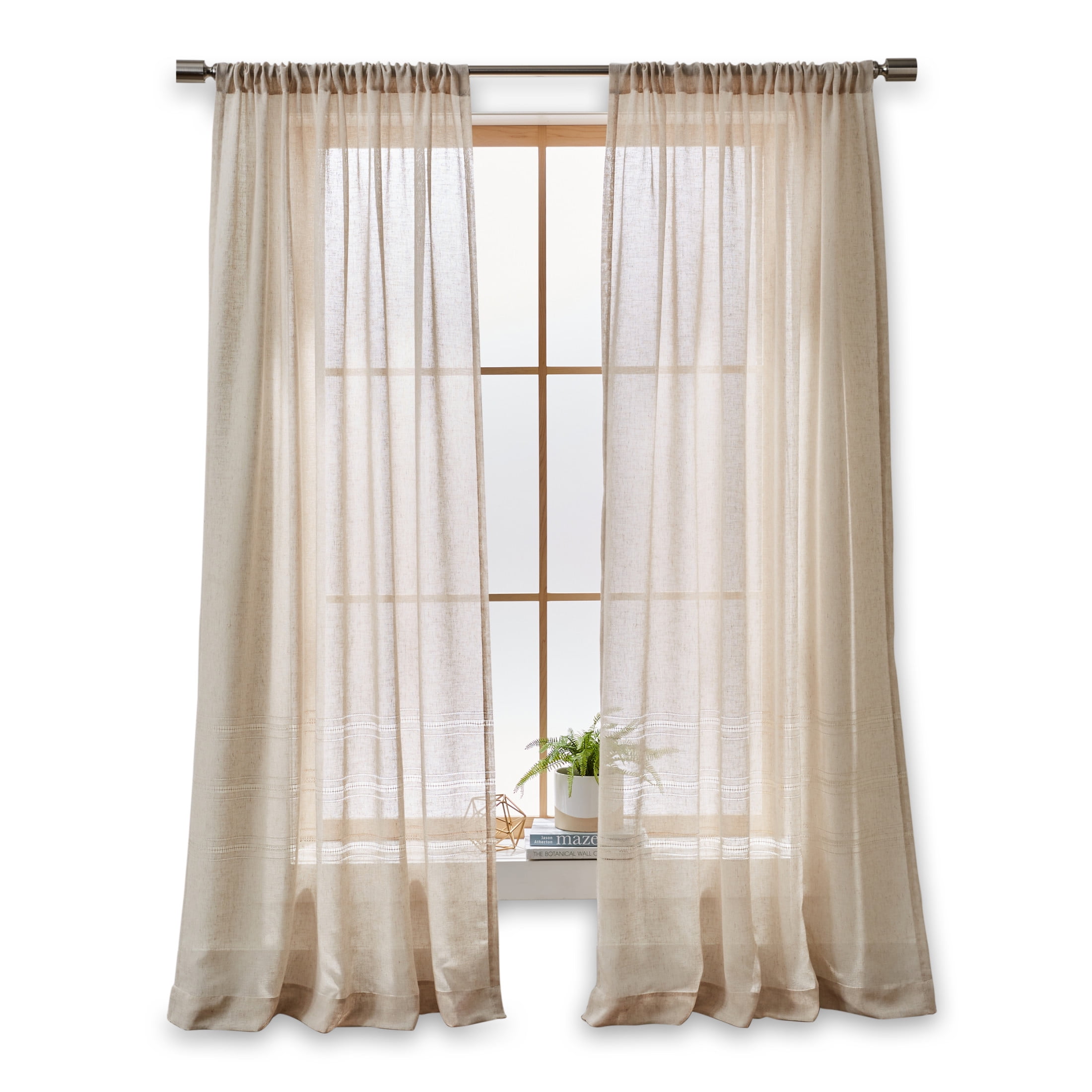 Better Homes & Gardens Specialty Stitch Single Curtain Panel, Papyrus Beige, 50" W x 84" L