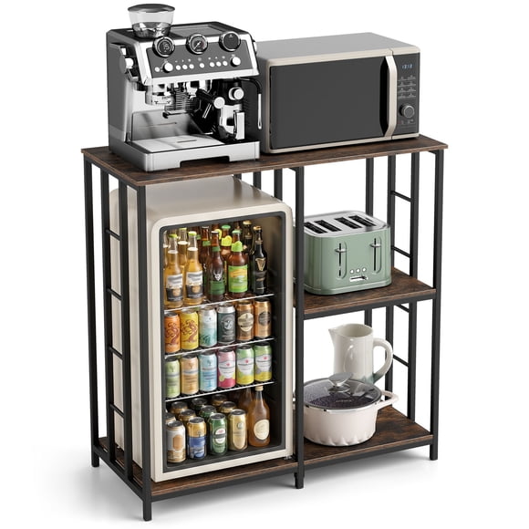 Costway Étagère de Cuisine pour Boulanger, Support de Mini-Frigo à 3 Niveaux avec Étagères Ouvertes pour Micro-Ondes