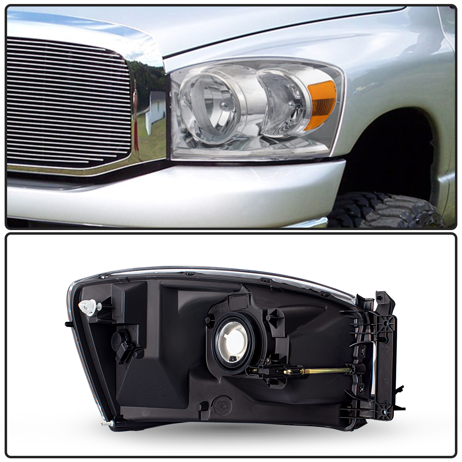 [Anti-fog] Pair For 2006-2008 Dodge Ram 1500 2500 3500 Chrome Housing Headlights