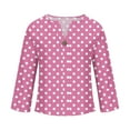 thumbnail image 4 of JUSLIO Button-Up Womens Blouses Polka Dot Relaxed Fit Shirts Tops Fashion Long sleeve V Neck Shirts Tops Pink M, 4 of 5