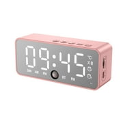 Pink Alarm Clock with Bluetooth Speaker, FM Radio, Phone Rest, Temperature Sensor and Night Light