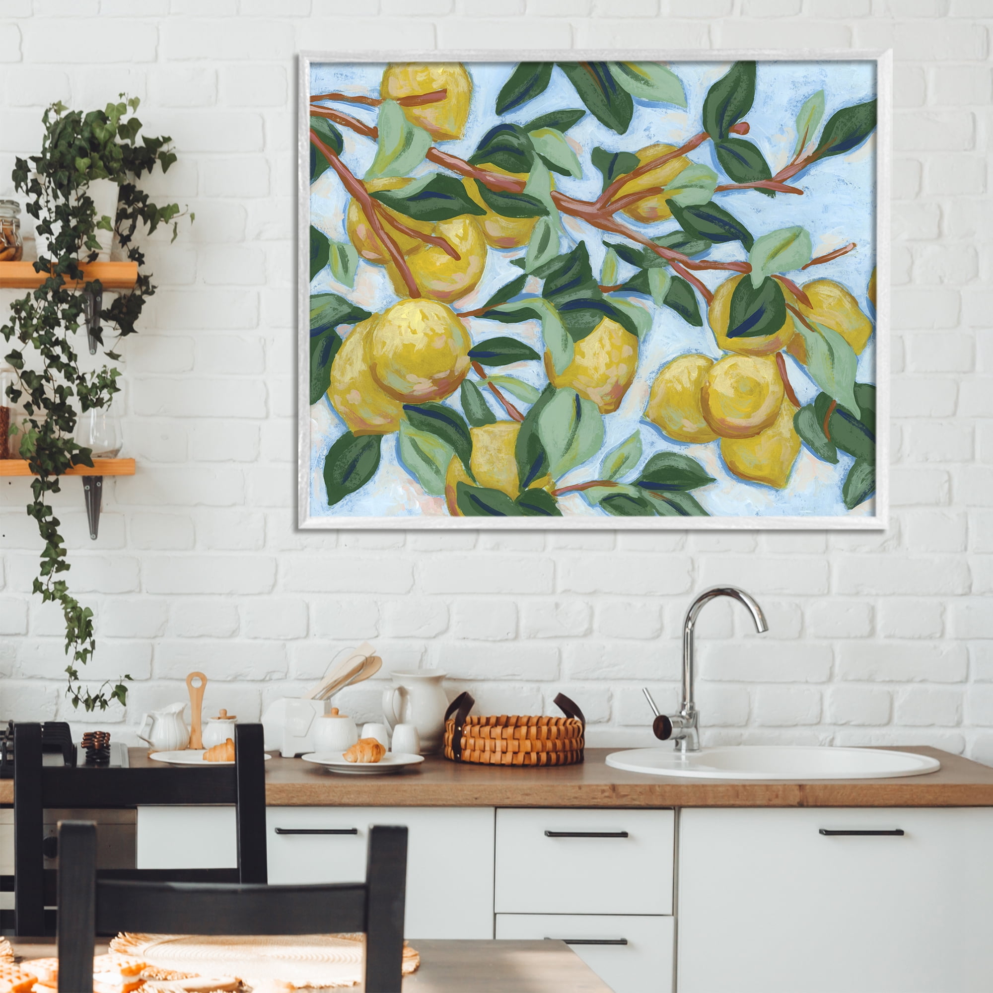 Stupell Industries Sunshine Citrus Tree White Framed Giclee Art, design by June Erica Vess