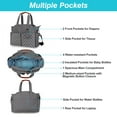 thumbnail image 2 of Diaper Bag TeqHome Tote Nappy Changing Bags with 14 Pockets 2 Burp Cloths Multifunction Travel Diaper Bag Organizer with Pacifier Case Adjustable Straps Grey, 2 of 12