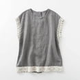thumbnail image 2 of Women's Summer Casual Fashion Comfort Lace Solid Color Loose Round Neck Sleeveless Gray,2XL, 2 of 6