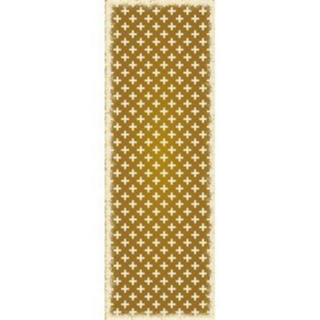 Aspen Brands RUG8BRN26 Tapis Élégant Design Croix 2 x 6 Pi. - Marron & Blanc