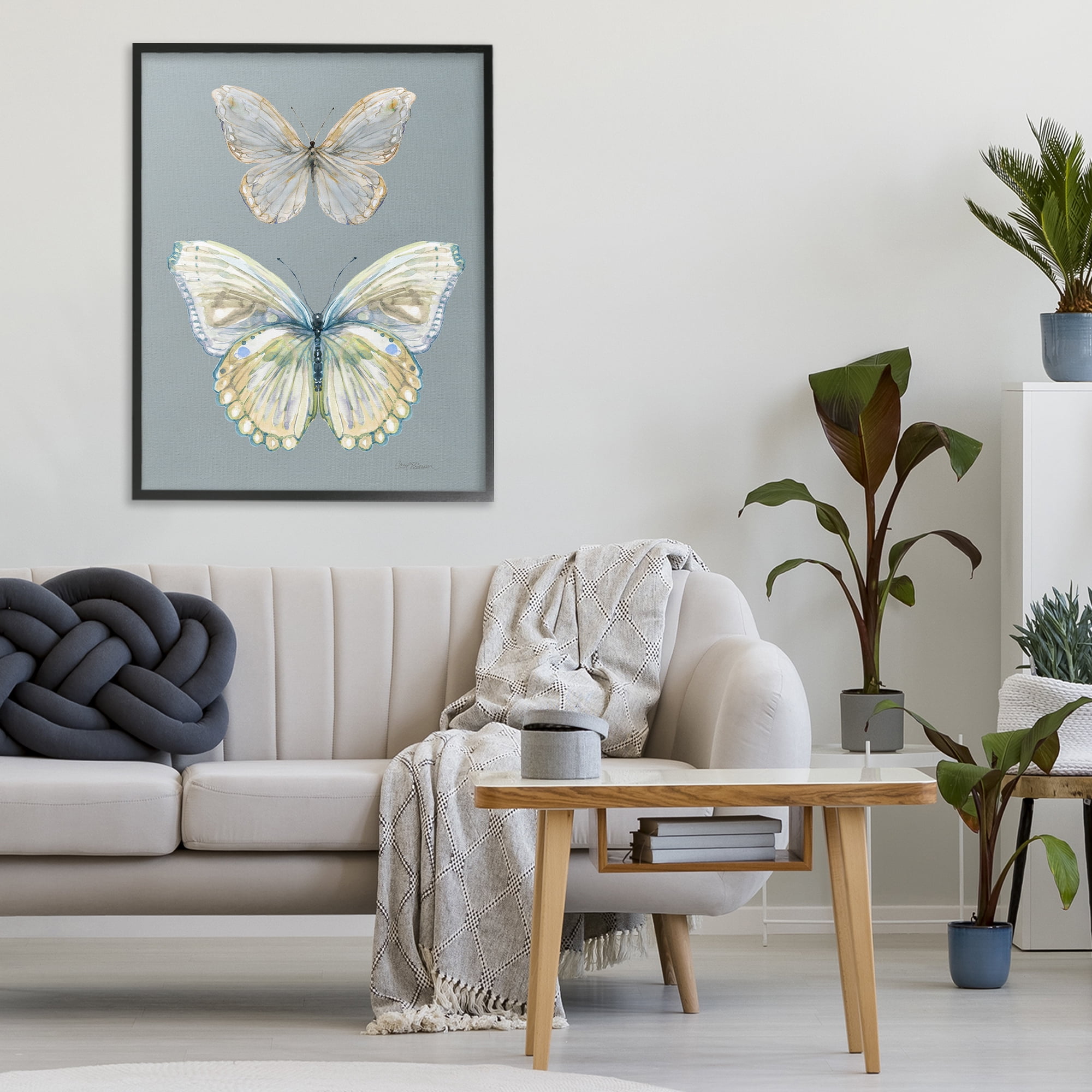 Stupell Industries Butterfly Pair Study Black Framed Giclee Art, design by Carol Robinson