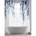 thumbnail image 6 of Blue Eucalyptus Semi Sheer Curtains 108 Inch Length 2 Panels Set, Weeping Botanical Leaf Watercolor Sheer Kitchen Curtain Privacy Voile Window Curtain for Living Room Bedroom Rod Pocket Drapes, 6 of 7