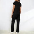 thumbnail image 5 of Womens Scrubs Comfy V-Neck Short Sleeve Tops And Long Jogger Pants Two Piece Solid Color Nurse's Workwear Suits Black S-2xL, 5 of 9