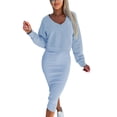 thumbnail image 1 of Mialoley Ensemble 2 Pcs Automne pour Femmes, Robe Moulante Sans Manches Col en V avec Sweat à Manches Longues Tenue Automne, 1 of 9
