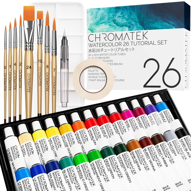 Set de pintura de acuarela CHROMATEK de 62 piezas con curso tutorial