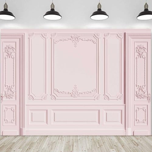 Light Pink Empty Room Wall Photography Backdrop Classic Interior Wedding Photo Background Girls Birthday Baby Shower Party Decorations Photoshoot Props 7x5ft Fabric