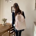 thumbnail image 6 of Bow Print Large Capacity Backpack, Multi-Pocket Zipper Closure School Bag with Pendant for Travel Work Shopping (Pink), 6 of 10