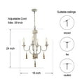thumbnail image 5 of TOMIYA Distressed White Wood Chandeliers for Dining Room,4-Light French Country Lighting Fixtures for Bedroom Entryway Living Room Foyer Bathroom, 5 of 9