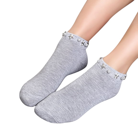 MZXELPRJD No Show Socks Womens Spring Summer Simple Adult Socks Breathable Fashion Trend Broken Flower Pile Socks Simple Skin Color Printed Socks, Womens Socks Size 7-9 Grey