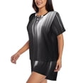 thumbnail image 2 of Daiia Monochrome Abstract Lines Pattern Womens Pajama Sets Short Sleeve Pajamas for Women Sets Soft Lounge Sets Casual Round Neck Sleepwear PJS-X-Large, 2 of 7