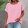 thumbnail image 7 of VBVC Women's Striped Short Sleeve Tunic Top,Ladies Crew Neck Casual Loose Fit Blouse,Lightweight Summer Shirts for Women,Pink,S-3XL, 7 of 7