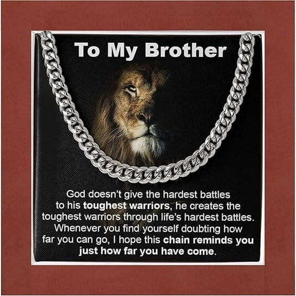 Birthday Gift Brother from Sister, Curb Chain Necklace, Cuban Link Chain Necklace for Brother from Sister with Message Card and LED Box, Men's Gold Silver Necklace, Christmas Gift for Brother