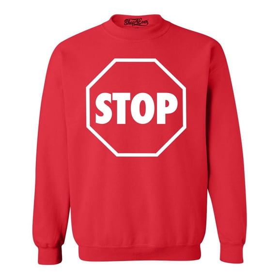 Shop4Ever Men's Stop Sign Traffic Stop Costume Crewneck Sweatshirt XX-Large Red