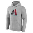thumbnail image 2 of Men's Heather Gray Arizona Diamondbacks Official Logo Fitted Pullover Hoodie, 2 of 3