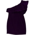 thumbnail image 2 of Ralph Lauren Womens Velvet Ruffle Trim Cocktail Dress, Purple, 10, 2 of 2