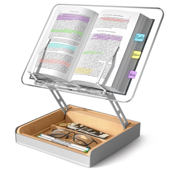 Soporte de Libro Regulable HUMANCNOZY de Acrílico con Almacenamiento