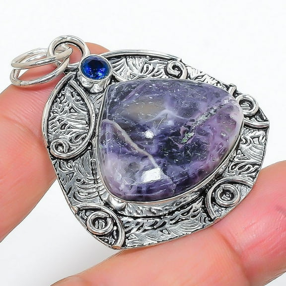 Tiffany Stone, Blue Topaz 925 Sterling Silver Jewelry Pendant 2.01"