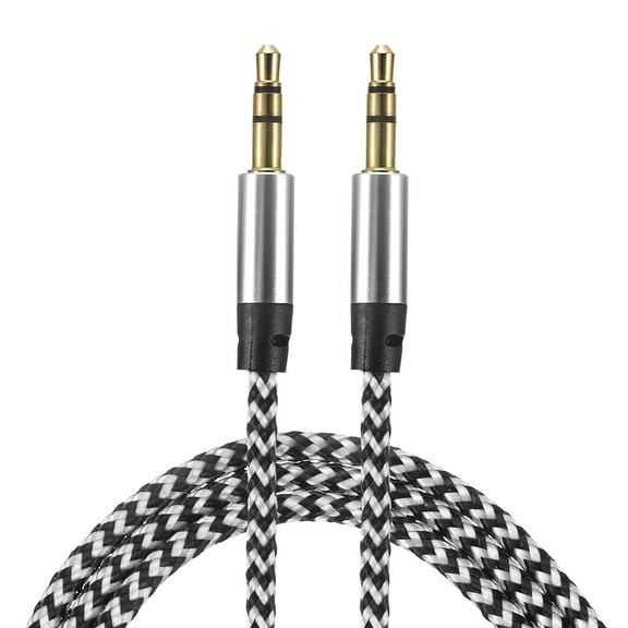 4 Pack Aux Cable 3.5mm Male to Male Nylon Braided 3Ft 3 Pole Hi-Fi Stereo Sound Auxiliary Cord Silver