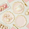 thumbnail image 3 of Pink Paper Party Plates - 9 in Gold Foil Scalloped Edges - Heavy-Duty Disposable - for Tea Party Decorations & Baby Showers, 3 of 3