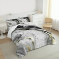 thumbnail image 3 of Manfei Marble Pattern Queen Comforter Set,Modern Fluid Stripe Bedding Sets,Gray Black Gold Bedding Comforter Set For Men Women,Ultra Soft Home Decor Reversible,3pcs, 3 of 8