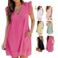 thumbnail image 3 of V Neck Dress, Lined With Shorts Dress Lace Design Eyelet Hem Hollow For Dating ANGGREK Otros, 3 of 6
