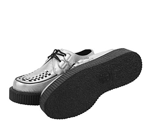T.u.k a8523 silver leather round toe Low sole Creeper