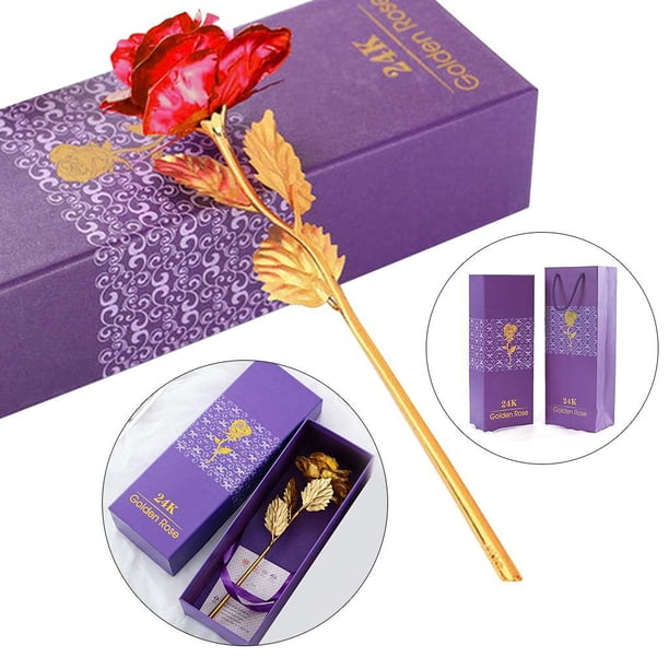 oro and rosa 24K flores artificiales, siempre chapado en oro and rosa sumergido para , madre, novia, Día Valentín, Día de , rojo Colco rosa eterna