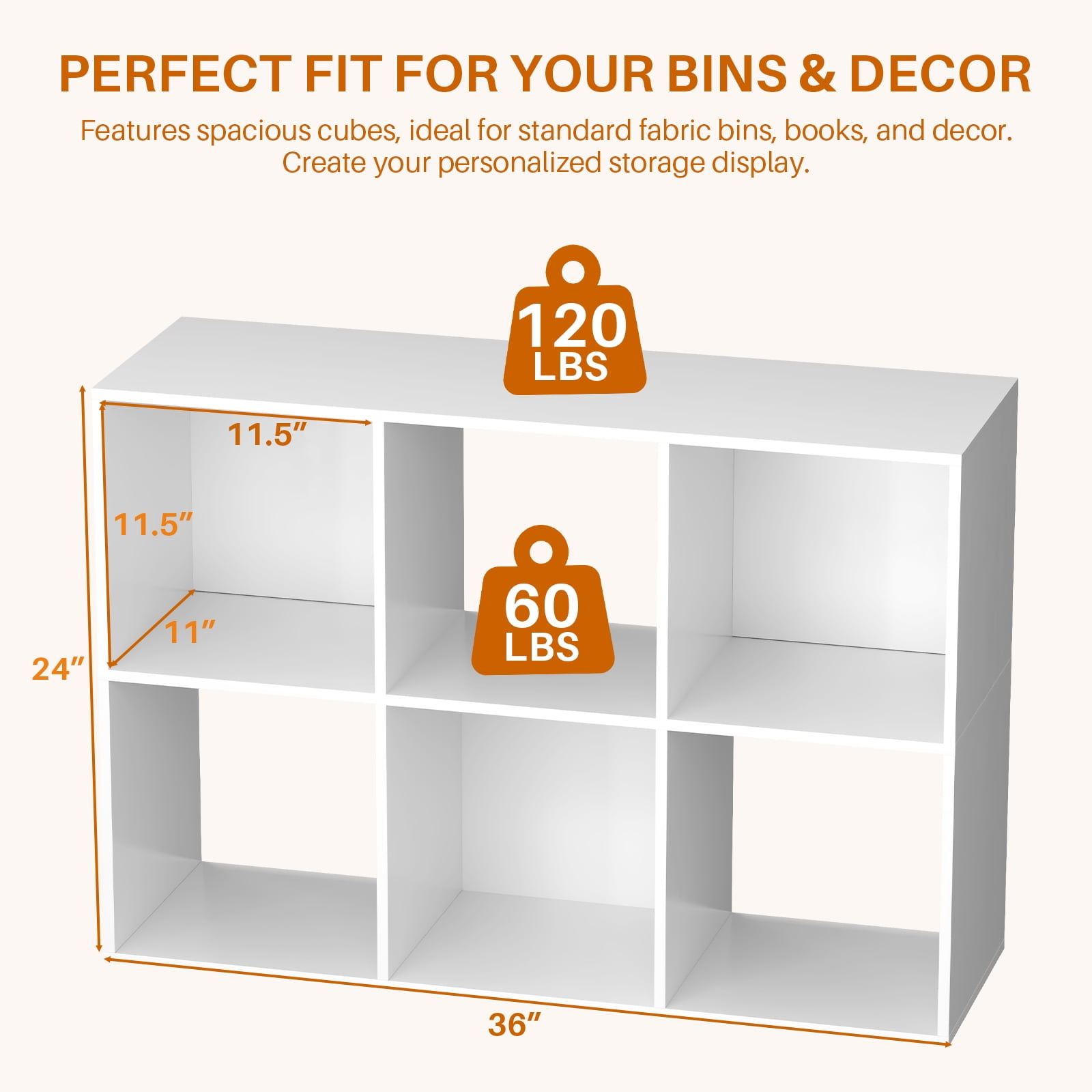Atilioo 6 Cube Storage Organizer, Open Bookcase, Space-Saving Display Shelf with Removable Back Panels, Easy Assembly, White