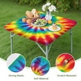 thumbnail image 4 of Rainbow Tie Dye Spiral Pattern Square Fitted Tablecloth with Elastic Edge,Square Table Cover,Washable Elastic Table Cover for Home Kitchen Party Decor 34"x34", 4 of 6