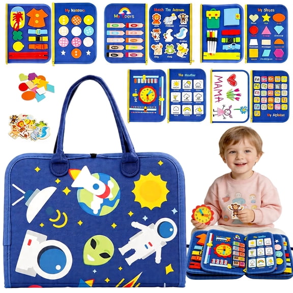 LINXUXIE Toddler Busy Board, Sensory Montessori Educational Activities for Learning Fine Motor Skills, Birthday Gifts for Kids 3-5 5-8 8-12 Year Old