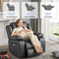 thumbnail image 5 of Wide Seating PU Leather Recliner Chair with Massage and Heating Function Living Room Furniture Grey, 5 of 8