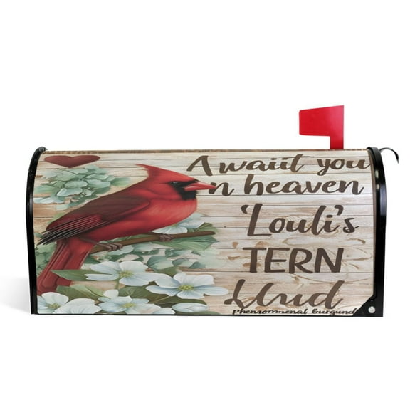 Ryvnso Mailbox Cover Cardinal on Flowers Magnetic Mailbox Wrap Standard Size 21x18 Inch