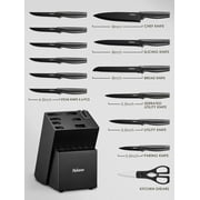 Yabano 14 Pieces Stainless Steel Knife Set with Built-in Wooden Block, Black