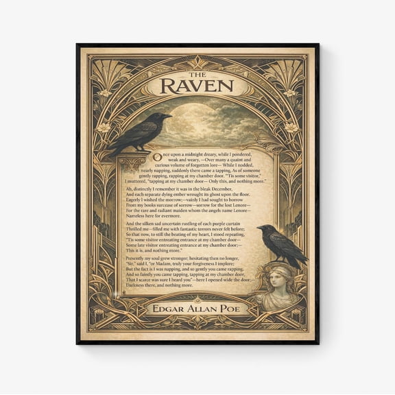 Edgar Allan Raven Literary Gothic Decor Wall Art