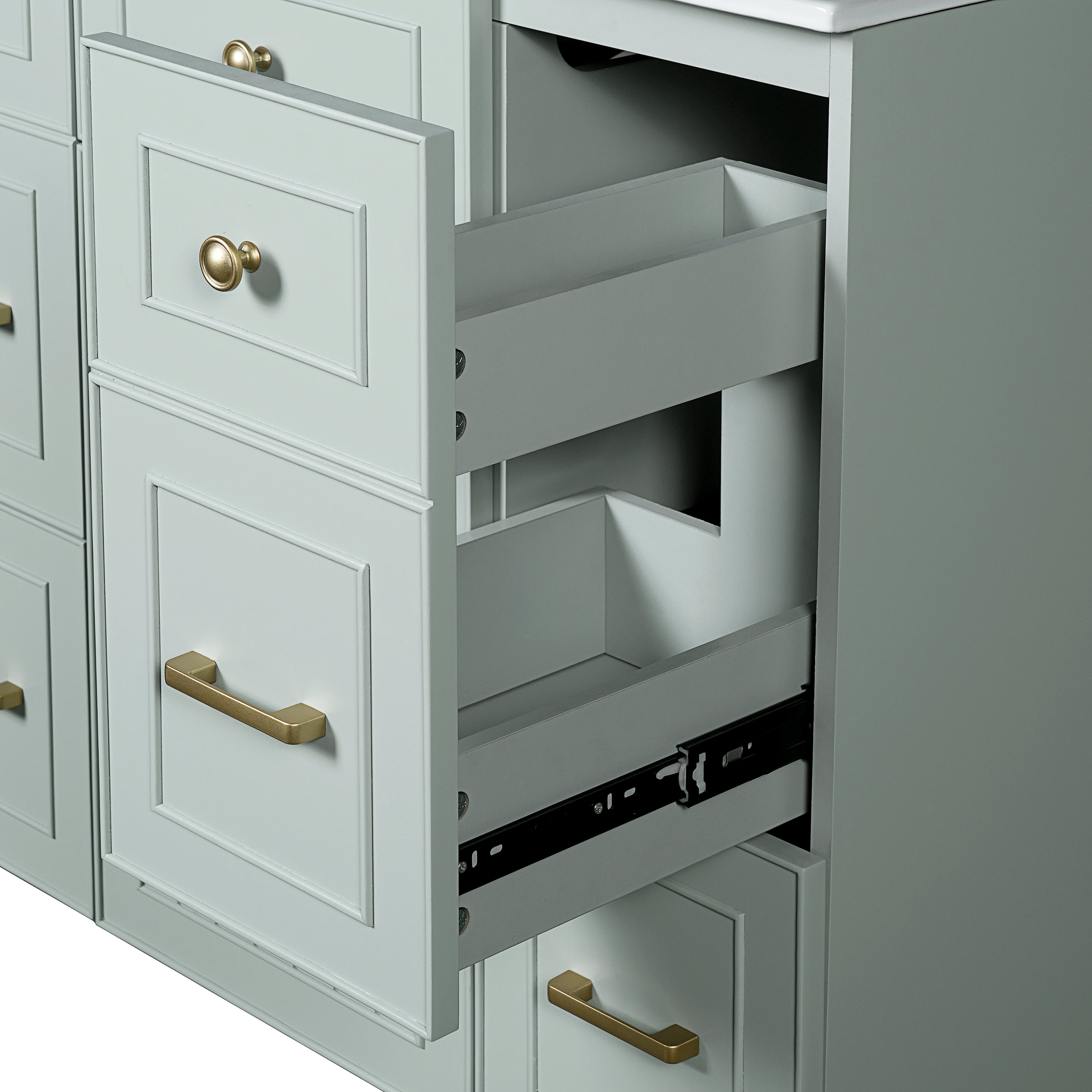 Buffet de cuisine Homy Casa 91 cm vert mousse avec évier en céramique