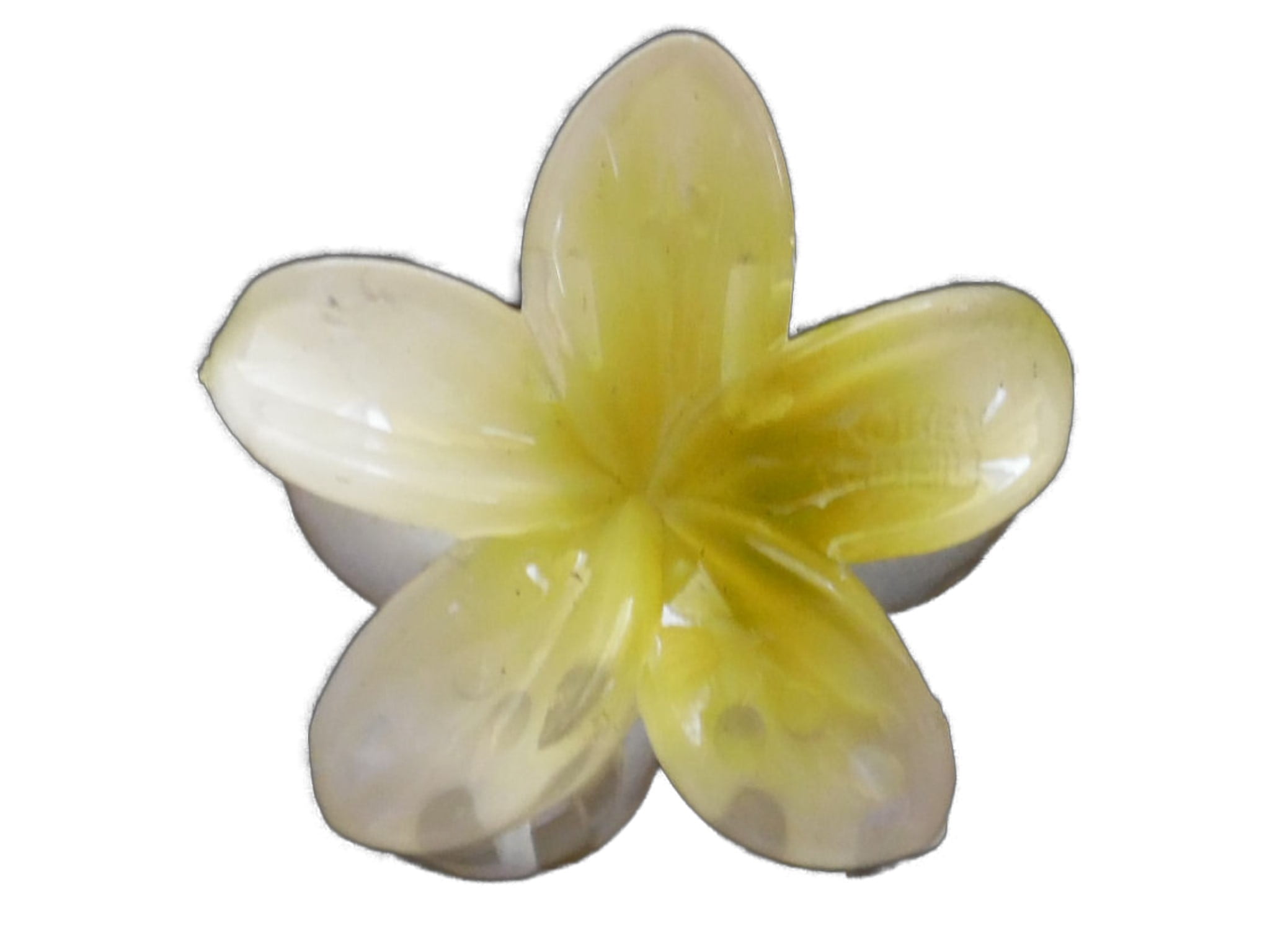 Yellow Plumeria Flower Hair Clip Clamp Claw Medium
