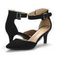 thumbnail image 4 of Dream Pairs Women's Fashion Ankle Strap Pump Shoes Low Heel Pointed Toe Pump Dress Shoes Lowpointed Black/Suede Size 9.5, 4 of 5