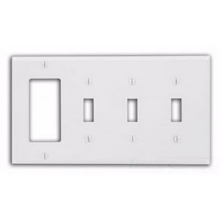 Leviton 80732-W Wallplate 4-Gang 3-Toggle 1-Decora Standard Size Nylon - White (Pkg of 10)