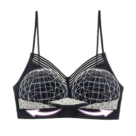 

qazqa womens no steel ring french underwear big open back beautiful back u shaped bra summer ultra thin bud bra black xxl