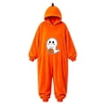 thumbnail image 3 of REDARER Kids Ghost Holding Pumpkin Print Pumpkin Hood Onesie Full Zip with Pockets for Trick or Treat Halloween Party Cosplay Casual Loungewear Pajama Outfit,9-10 Years, 3 of 5