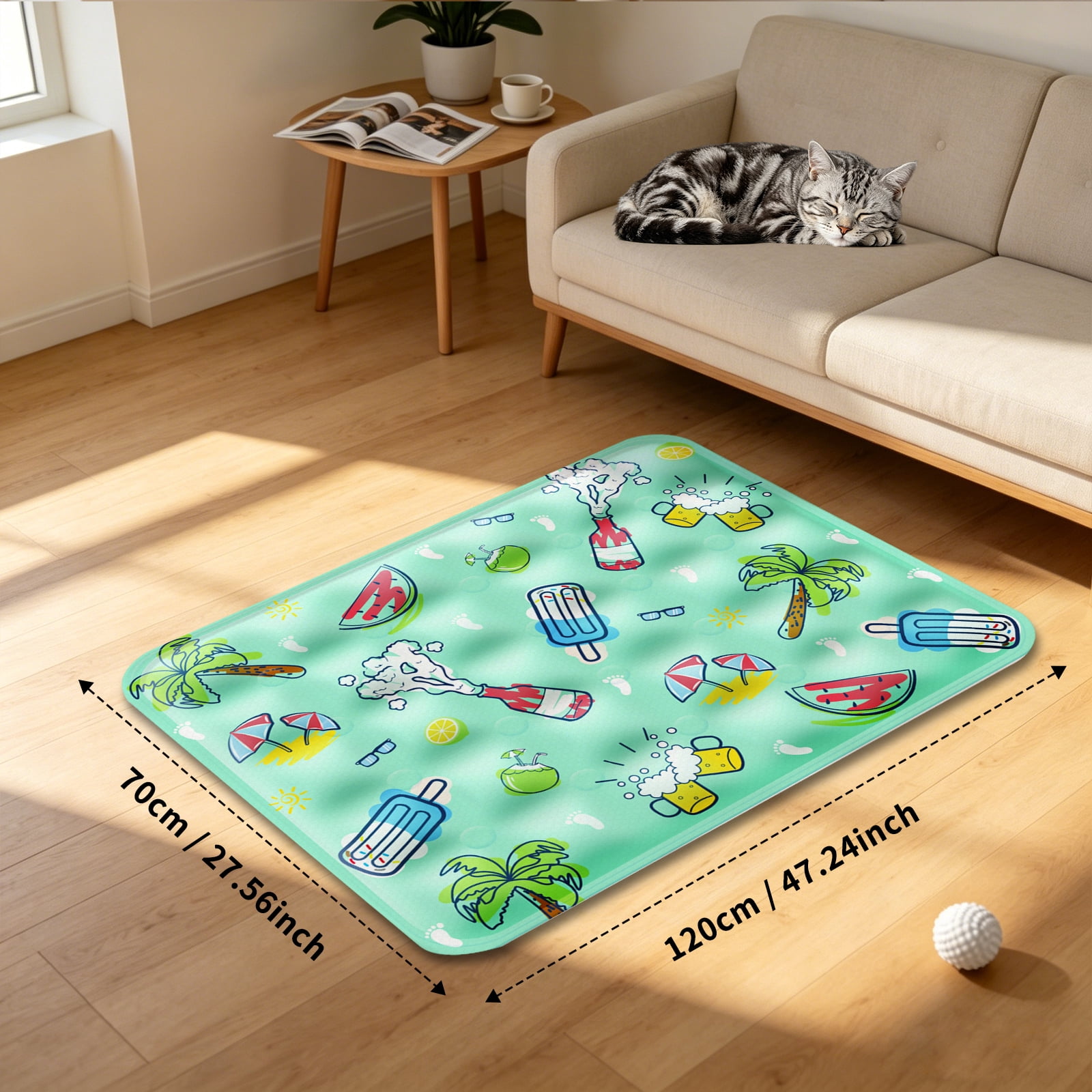 Pet Cooling Mat, Instant Cool Gel Pad for Dogs & Cats, Summer Instant Chill No Refrigeration, Portable Reusable Sleeping Bed (70*120cm/27.56*47.24in)